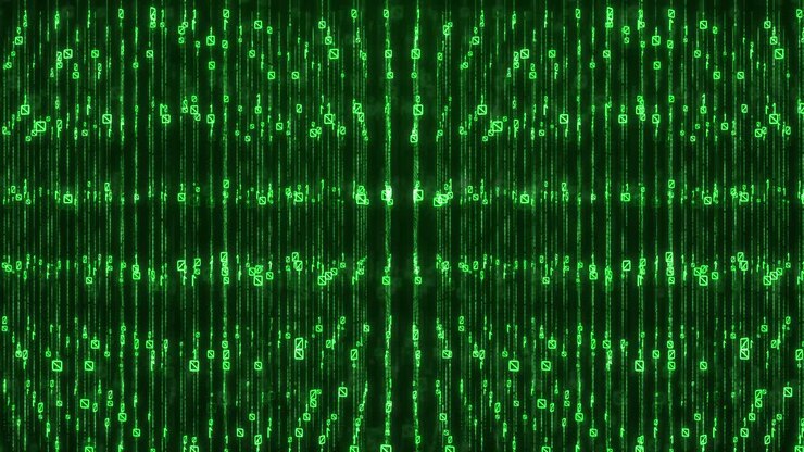 Green Matrix Style Digital Rain Falling Binary Code Background Loop