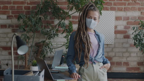 woman working from home in modern office