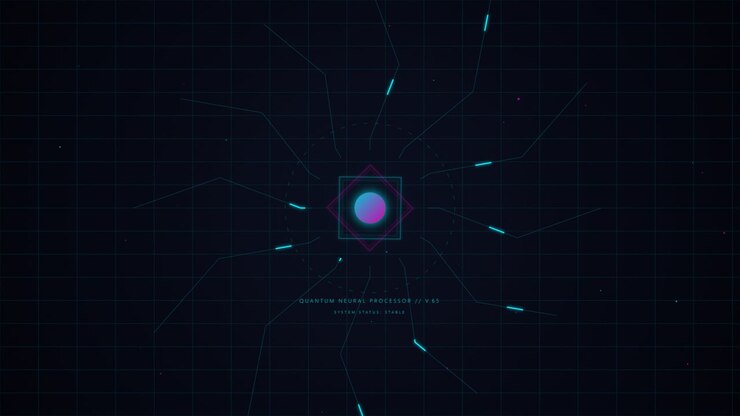 Futuristic Quantum Neural Processor Interface Animation