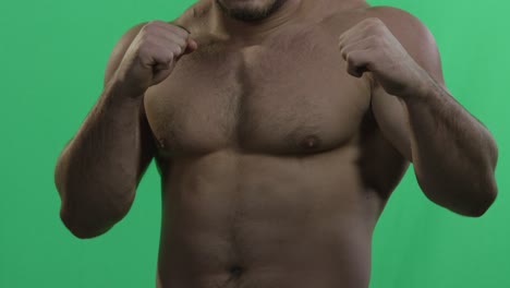hombre musculoso en postura de lucha