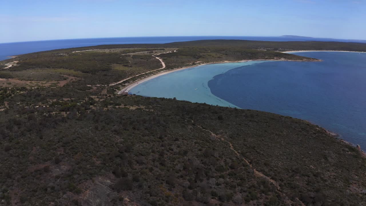 vista aérea de un avión no tripulado al atardecer del parque nacional lincoln, sur de australia