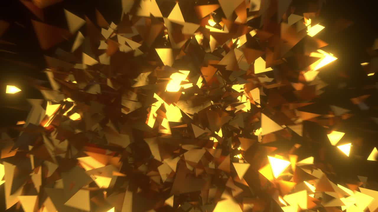 무작위적으로 움직이는 삼각형 입자의 3d 배경