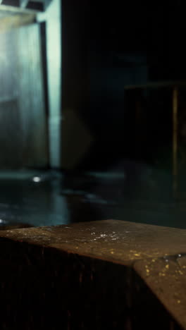 wet concrete surface at night