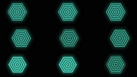 patrón geométrico hexagonal azul neón