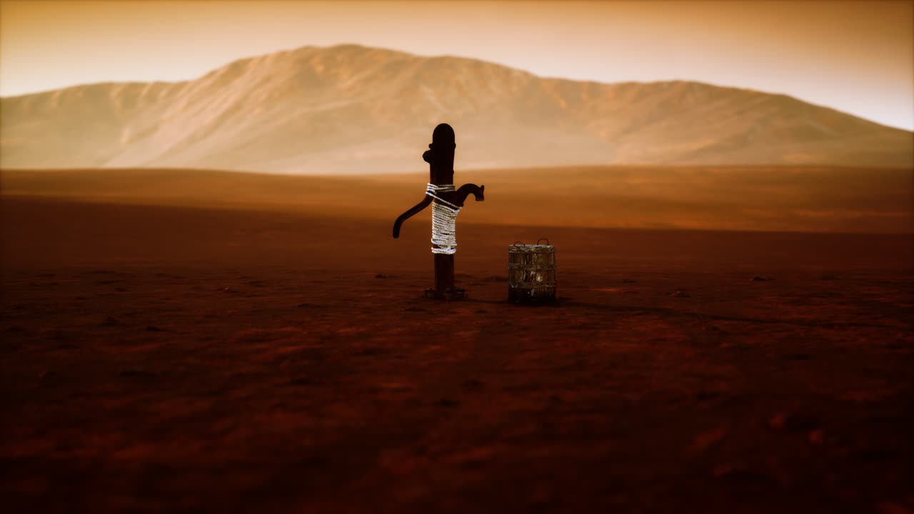 vecchio pozzo di metallo arrugginito nel deserto
