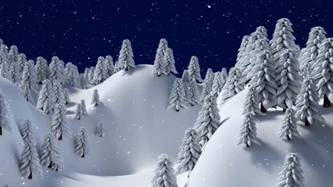 Animation-of-winter-landscape-over-falling-snow