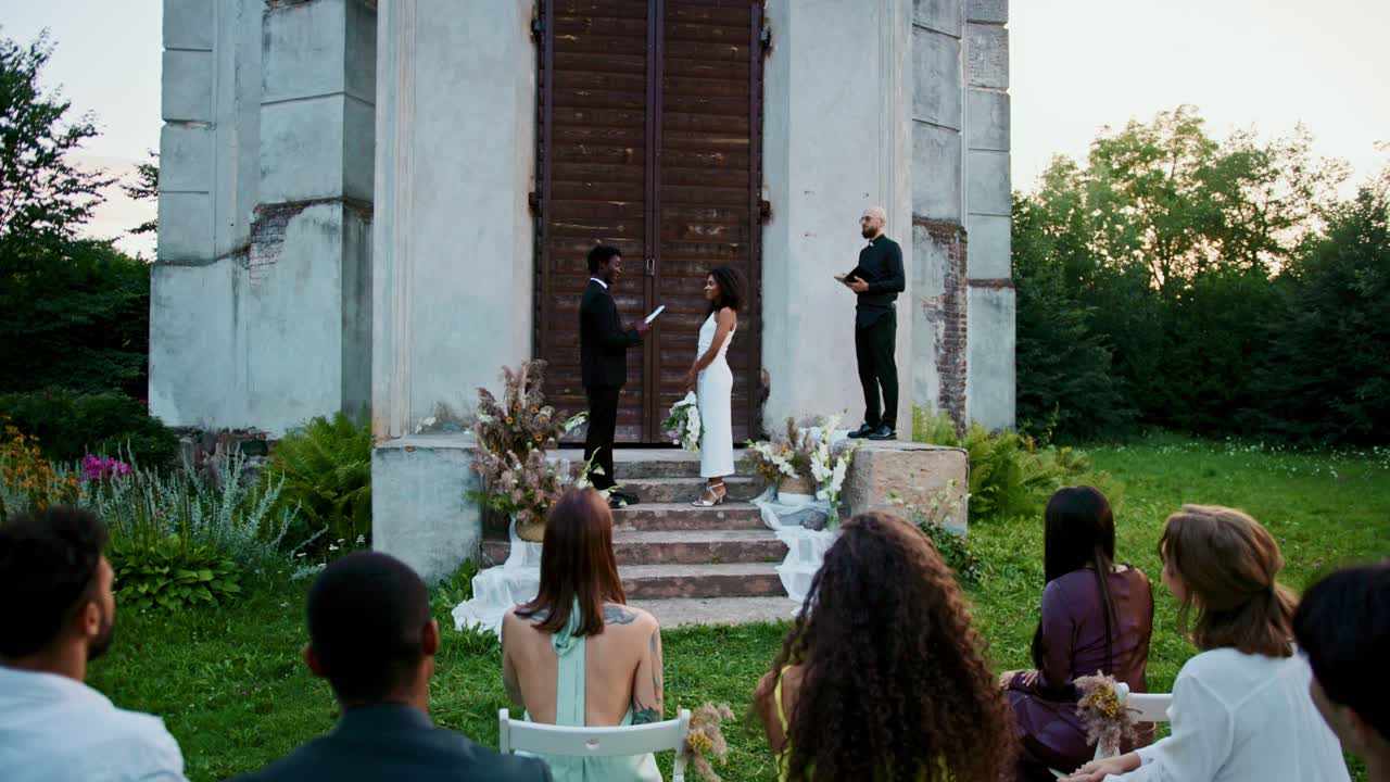 Outdoor Wedding Ceremony with Guests