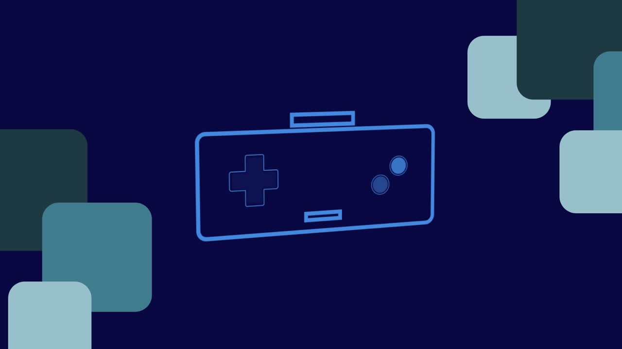 Animation of blue video game logo