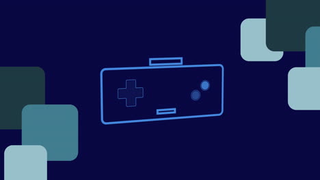 animation of blue video game logo