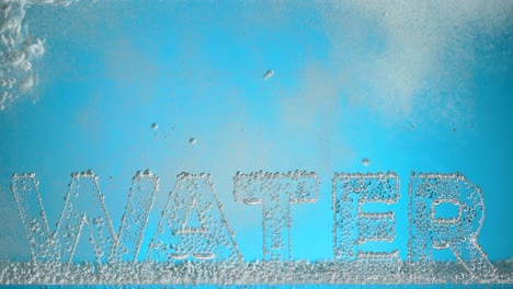 word water in bubbles of oxygen on blue background word water in bubbles of oxygen on blue background