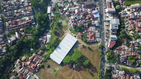 proyecto empresarial sitio de construcción propiedad vista aérea drone shot bogor indonesia