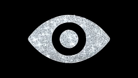 human face eye view icon shining glitter loop blinking particles .