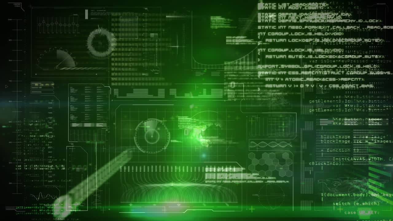 Binary digital interface green background