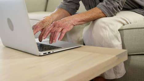 senior woman typing on her computer