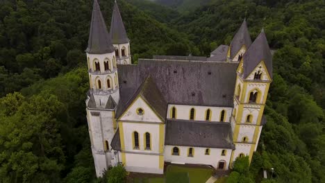 drone flight above a german monasary