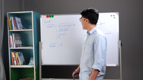 asian teacher teaching from home