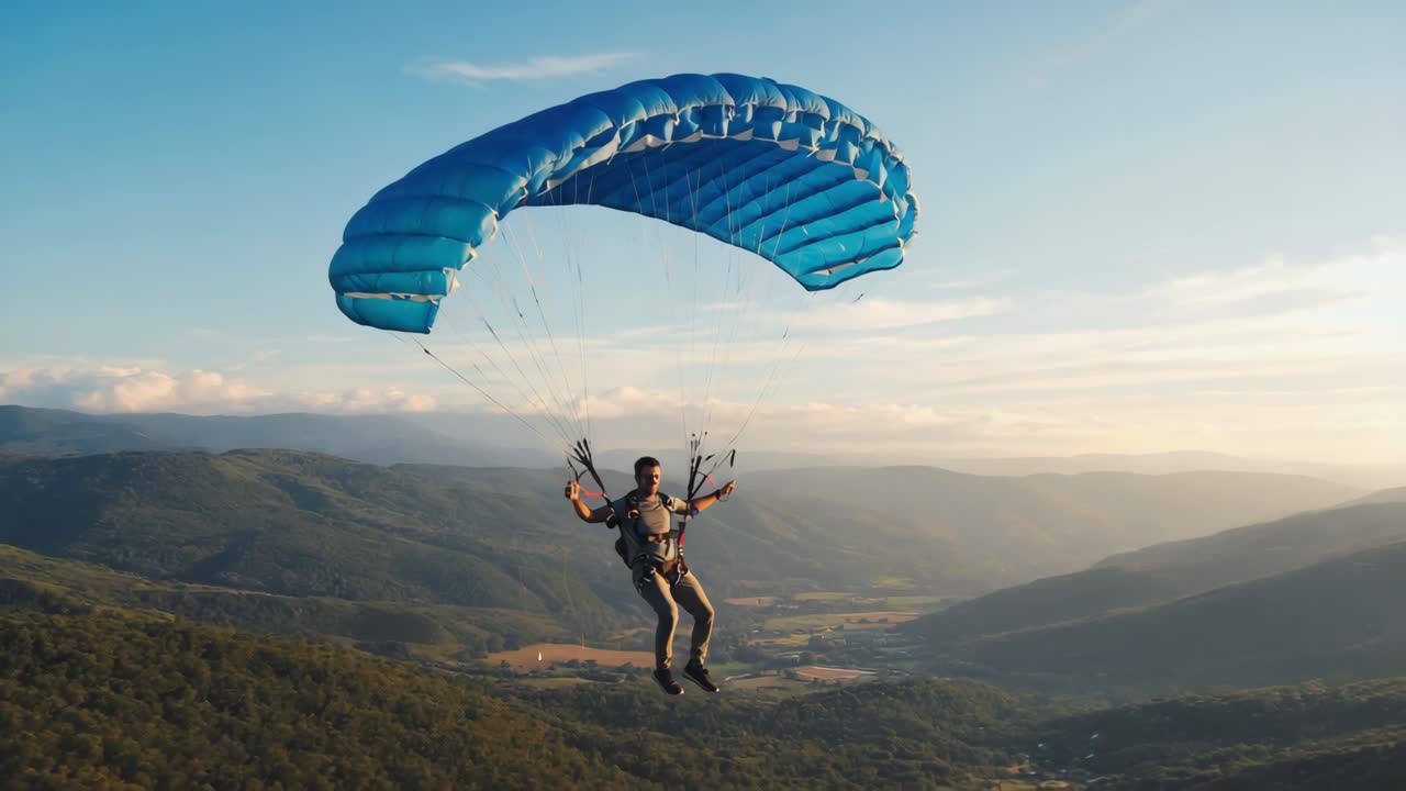 el parapente sobre las montañas pintorescas