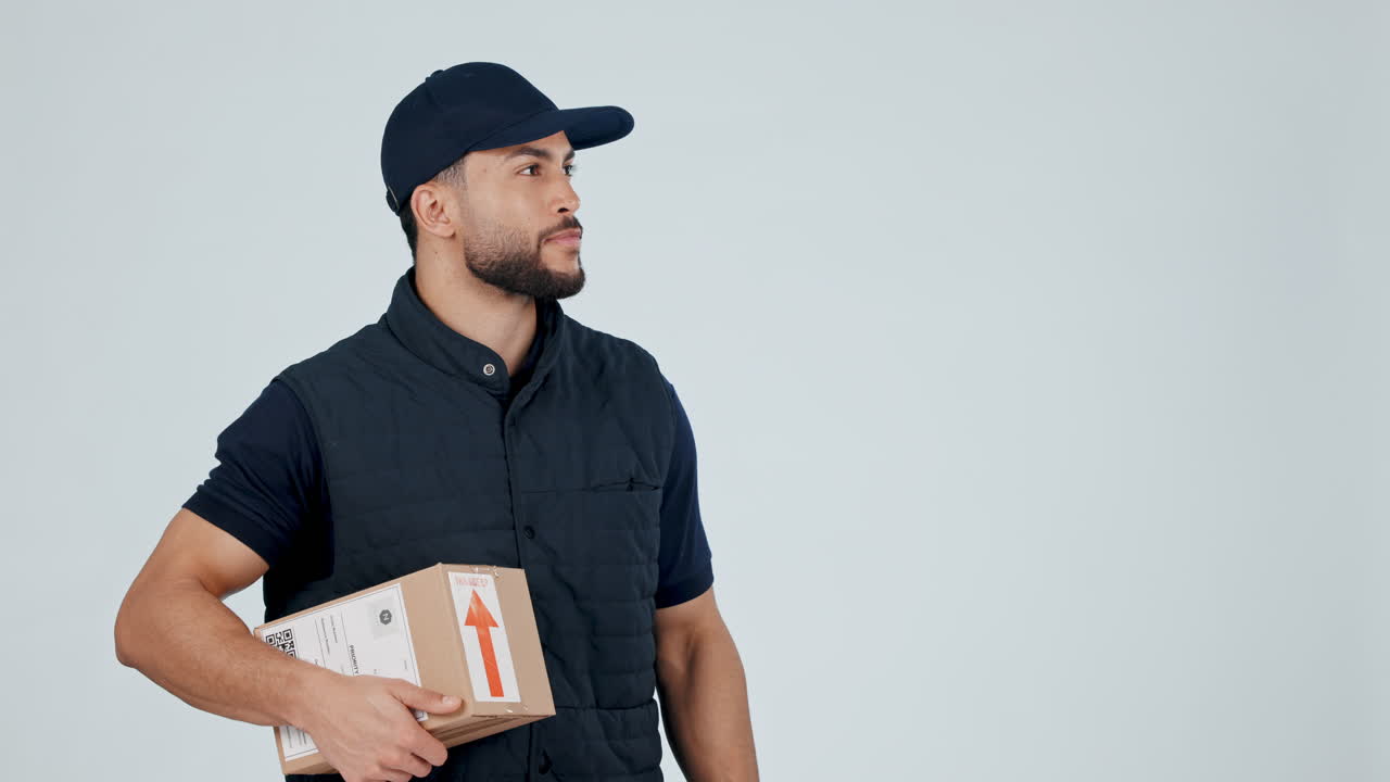 Delivery man, pointing at supplier list
