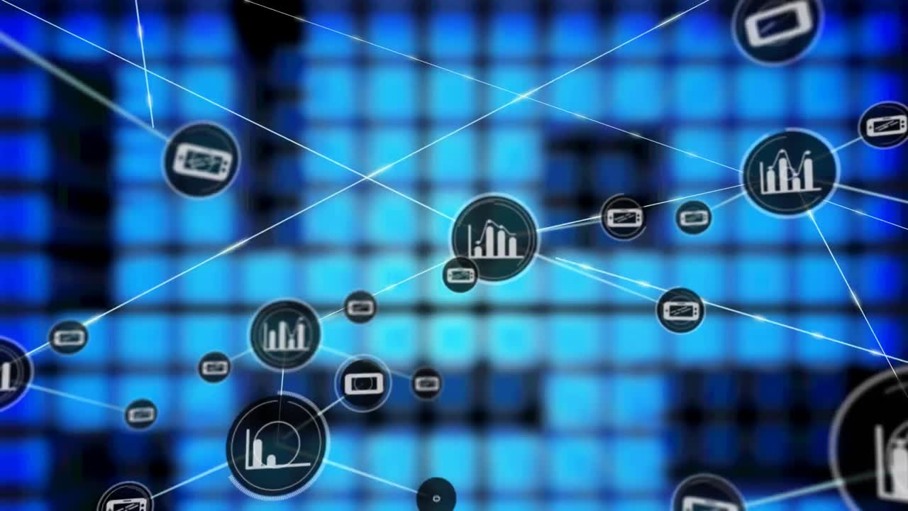 animación de la red de conexiones sobre fondo azul