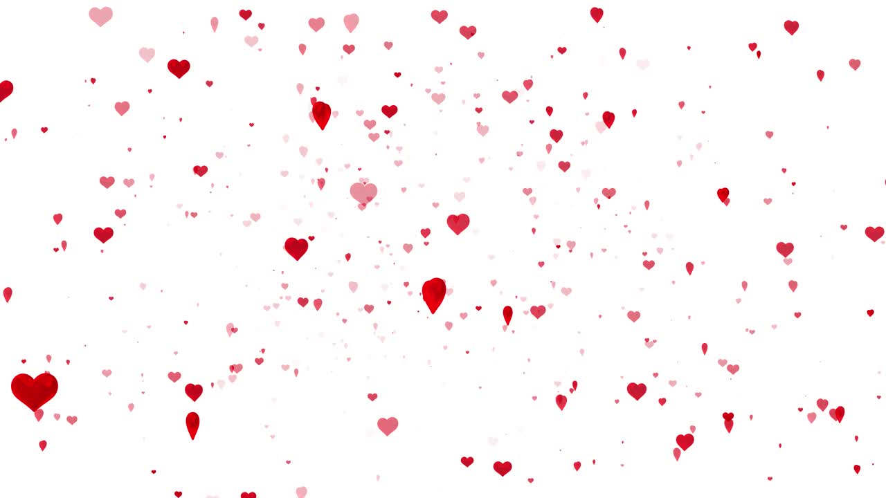 Cuori rossi che fluttuano su sfondo bianco, ideali per proposte romantiche di San Valentino, matrimoni, messaggi d'amore