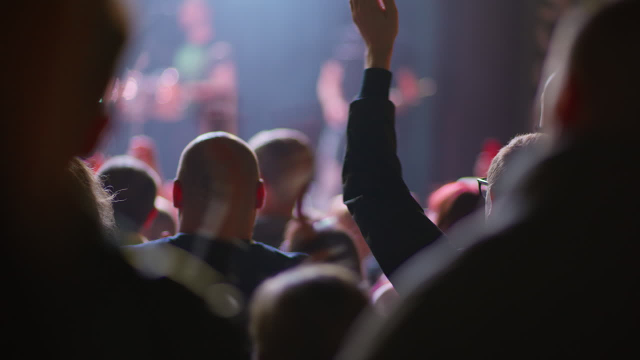 Pubblico che applaude e alza le mani a un concerto dal vivo