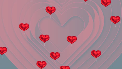 animación de iconos de corazón sobre un fondo verde