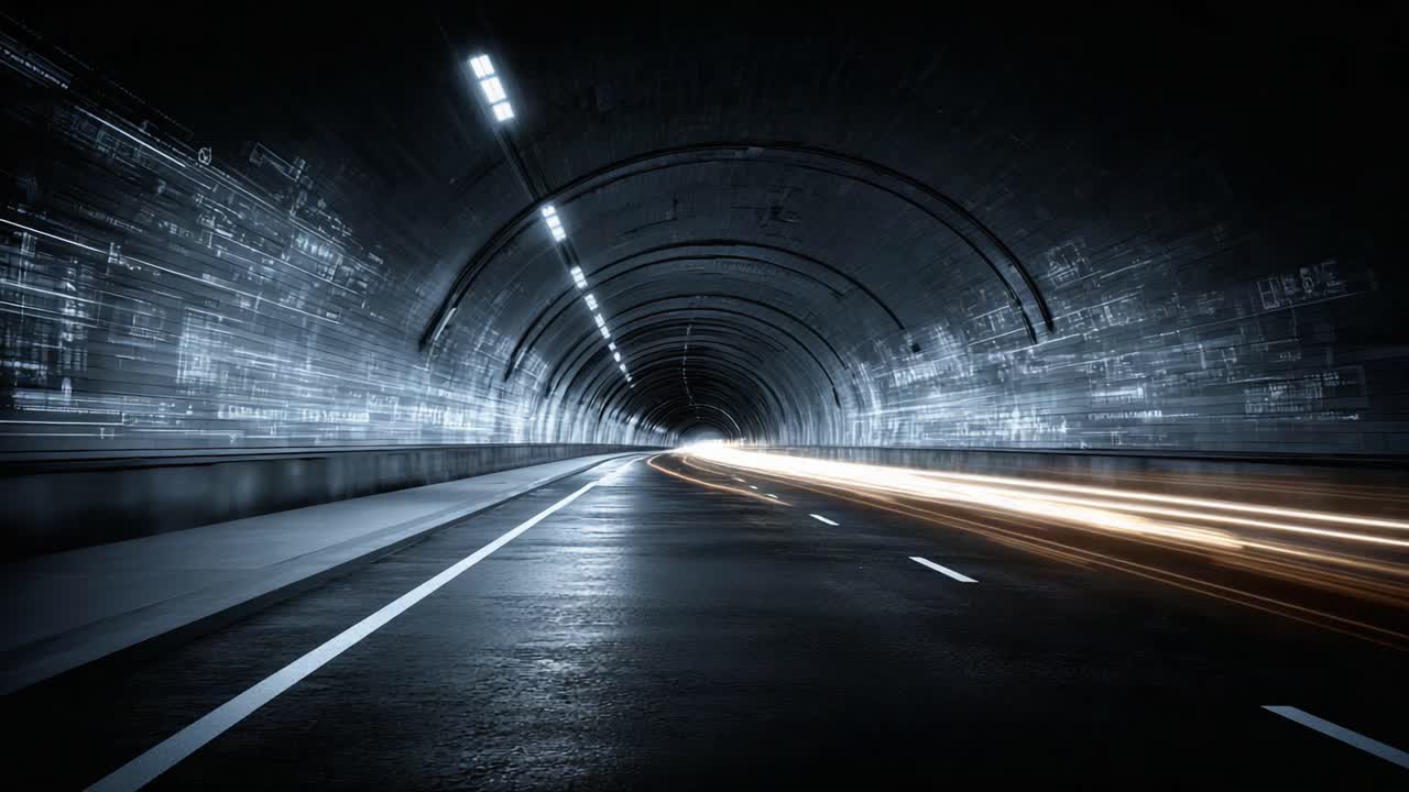 A Journey Through Time and Space: Captivating Visuals of a High-Speed Motion in a Futuristic Tunnel Evoking Freedom and Adventure