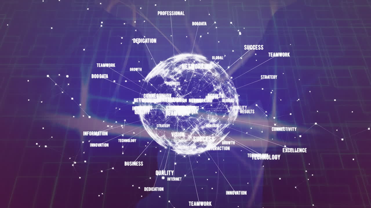 Animating global connectivity and networking with keywords success and innovation