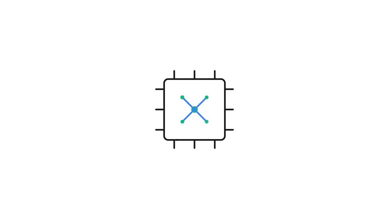 Animated Microchip Icon Drawing on White Background
