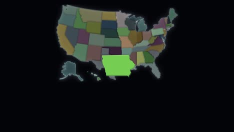 iowa is highlighted - usa - united states map