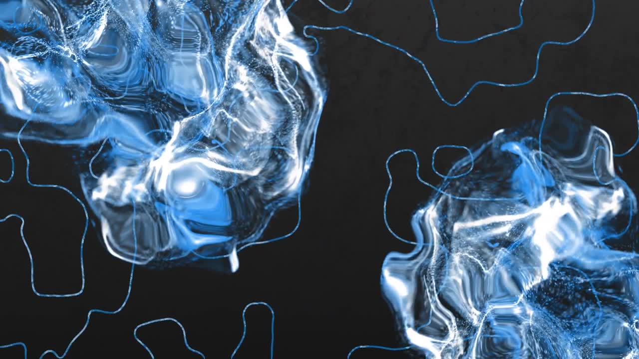 Animation of shapes moving over black background