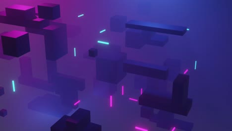 animación de cubos 3d y fondo púrpura