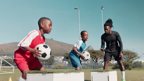 soccer training session with young athletes