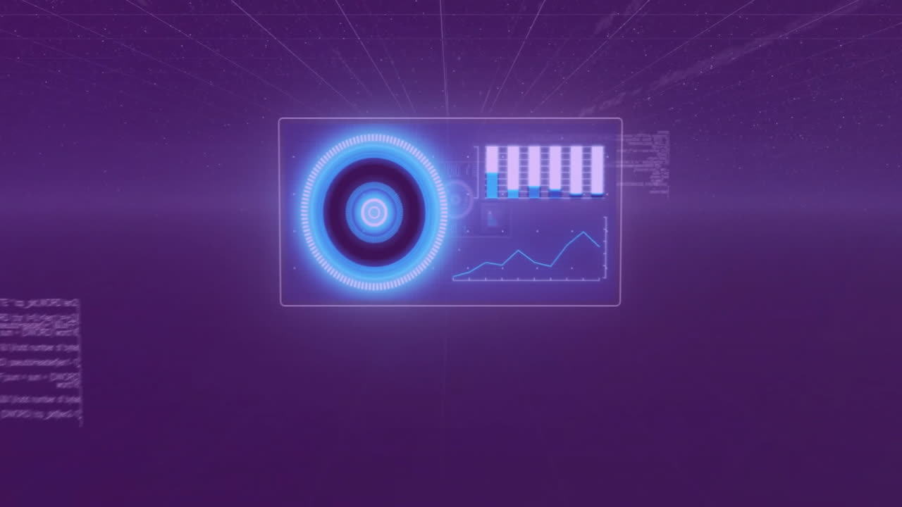 animación del procesamiento de datos con escaneo de alcance sobre fondo negro