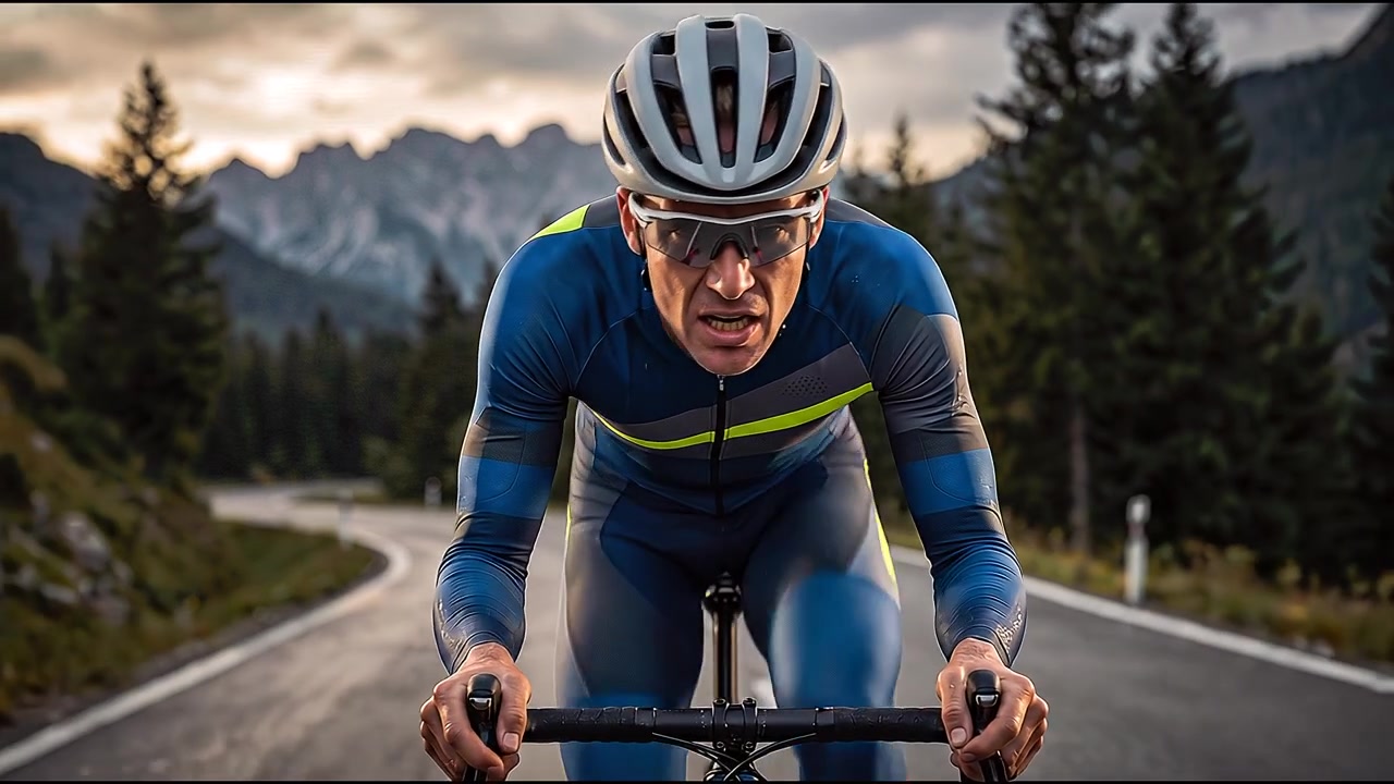 Ciclista in abbigliamento tecnico pronto per una competizione di resistenza