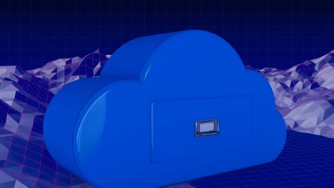 animación de la nube sobre el paisaje del metaverso en movimiento