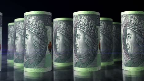 billetes de dinero de zloty polaco enrollados en bucle sin costuras