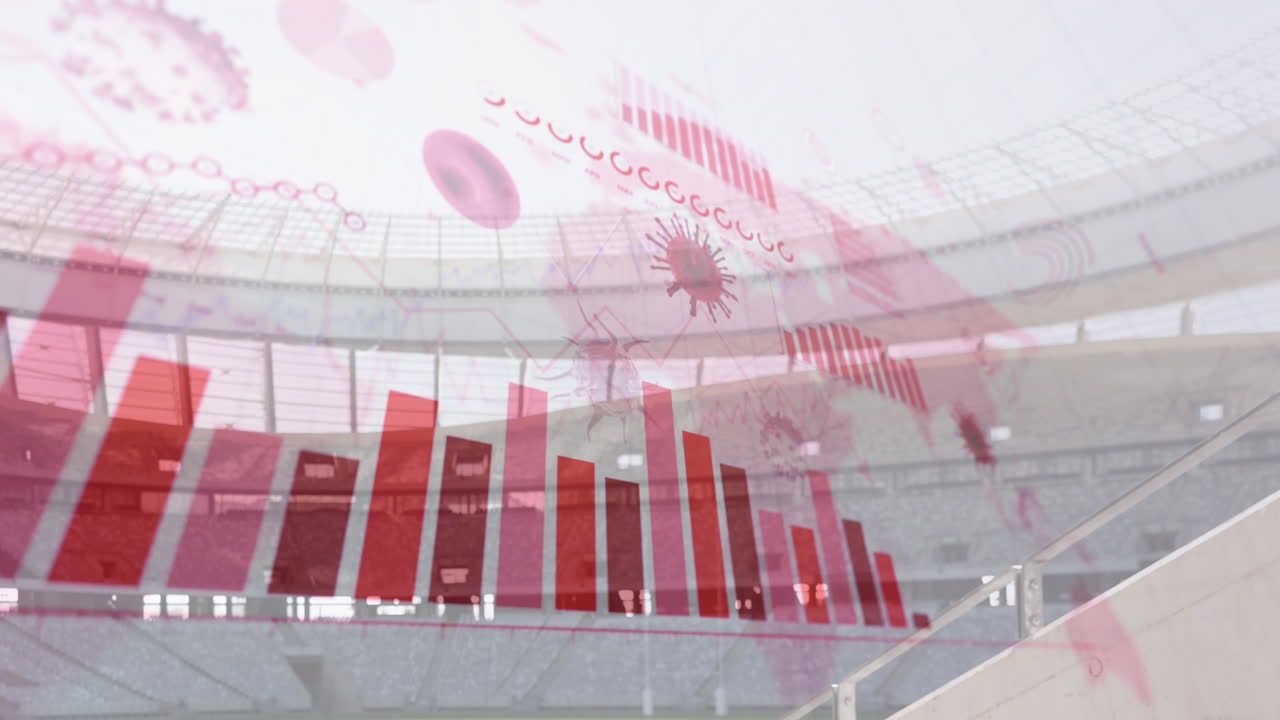 빈 스포츠 스타디움에 대한 코로나바이러스 디지털 인터페이스