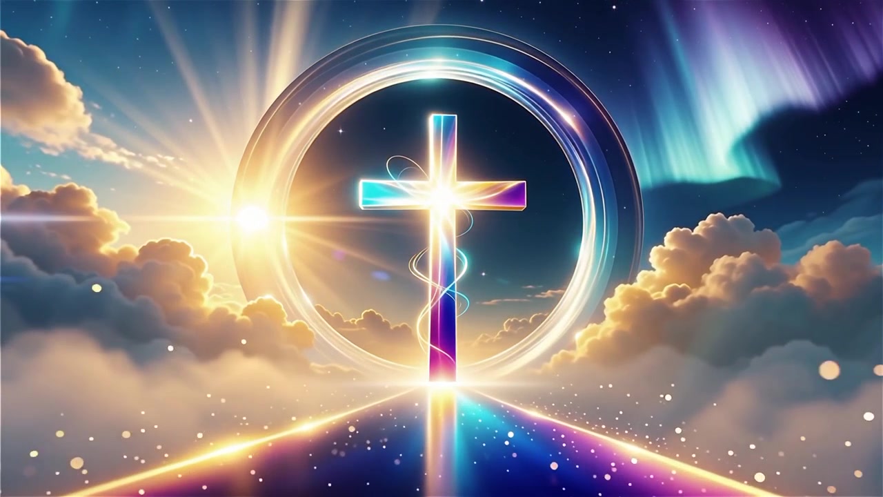 Christian Cross Heavenly Light Worship Background