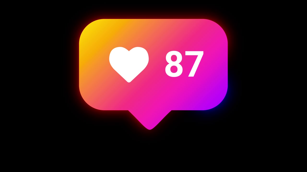 Icona a forma di cuore bianco che mostra mi piace animati con un'aura premium su sfondo nero