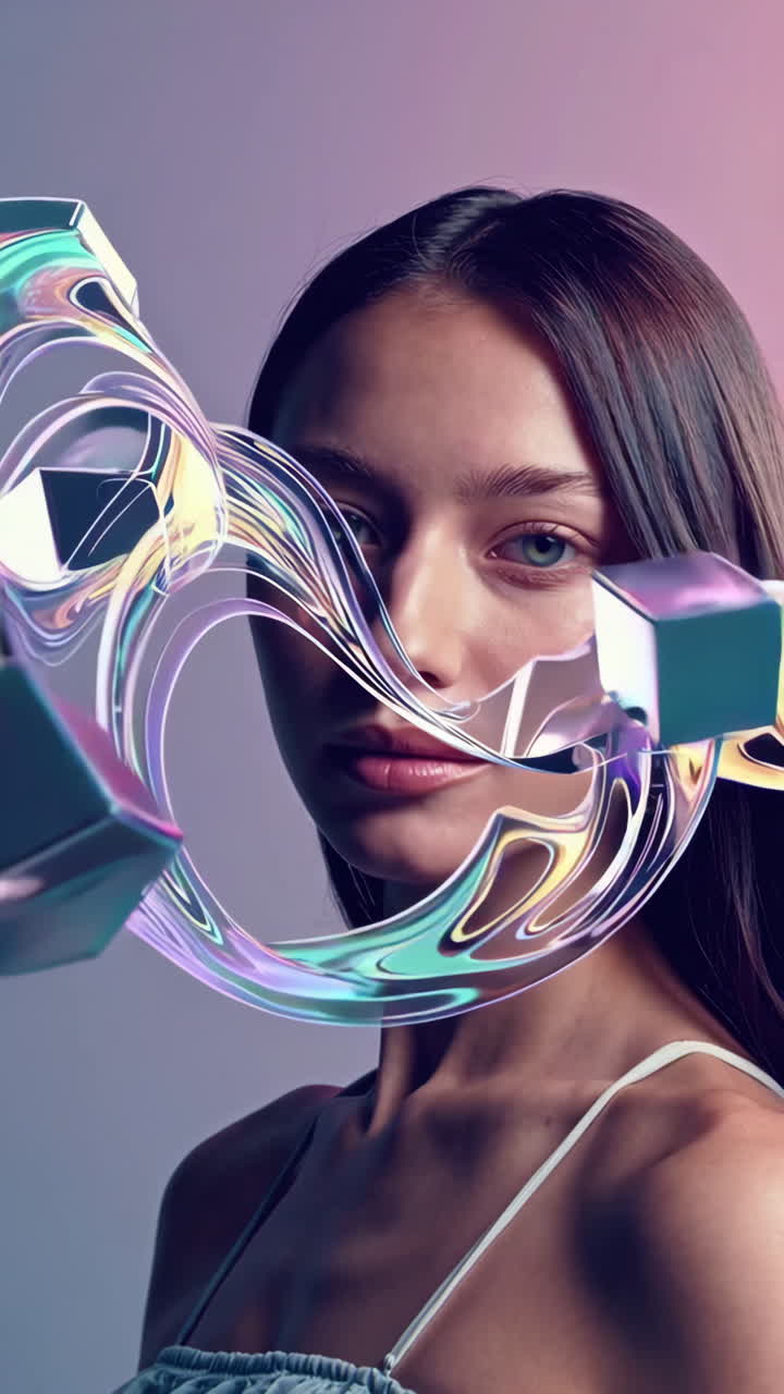 Abstract Portrait of a Woman with Geometric Shapes