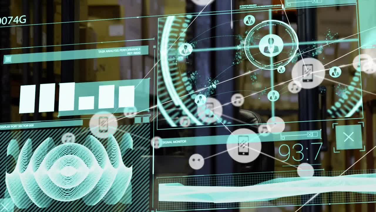 animación del procesamiento de datos sobre el almacén