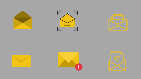 E-Mail-Icon-Set-Animation.-Öffnen-Sie-Den-Umschlag-Mit-Dem-Brief-Mail--Und-Nachrichtensymbol-Im-Flachen-Stil-Eines-Bug-Virus-In-Einer-E-Mail-Mit-Alphakanal