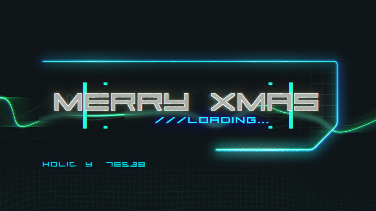 Merry XMAS on screen with digital elements