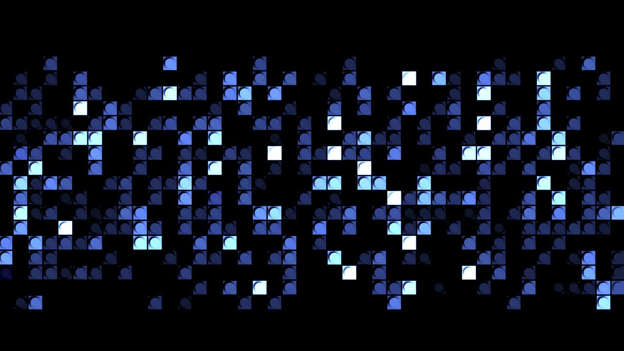 세계 지도의 추상적인 픽셀화 시각화 - 모션 - 세계 지도는 박이는 사각형으로 계획적으로 제시됩니다.