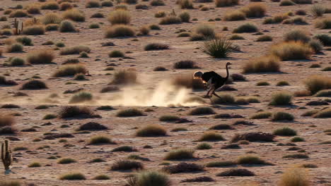 Ostrich Running in the Desert