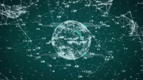animation of data processing and shapes over globe
