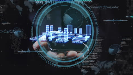 Animation-of-model-of-computing-board-with-hand-over-data-processing