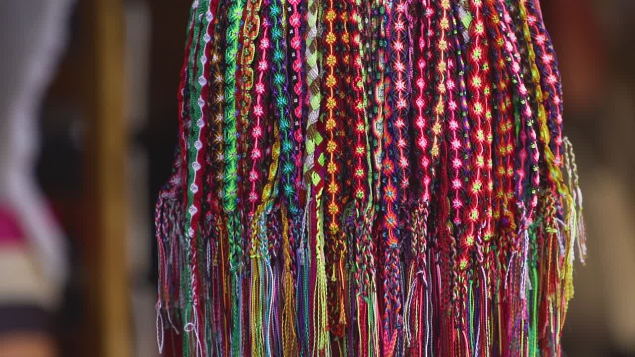 Tilt down of Mexican bracelets