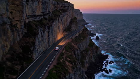 coastal road trip at sunset